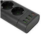 Extension cord KOBI LINEA PRO XC 3 sockets+3USB/1USB-C/1,5m/Zu+W black Kobi