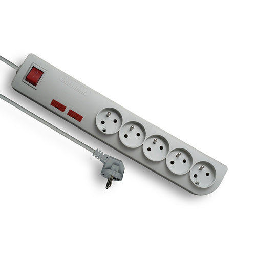 Surge extension cord PSF2 5s/3m/with grounding+switch/1mm grey Elgotech