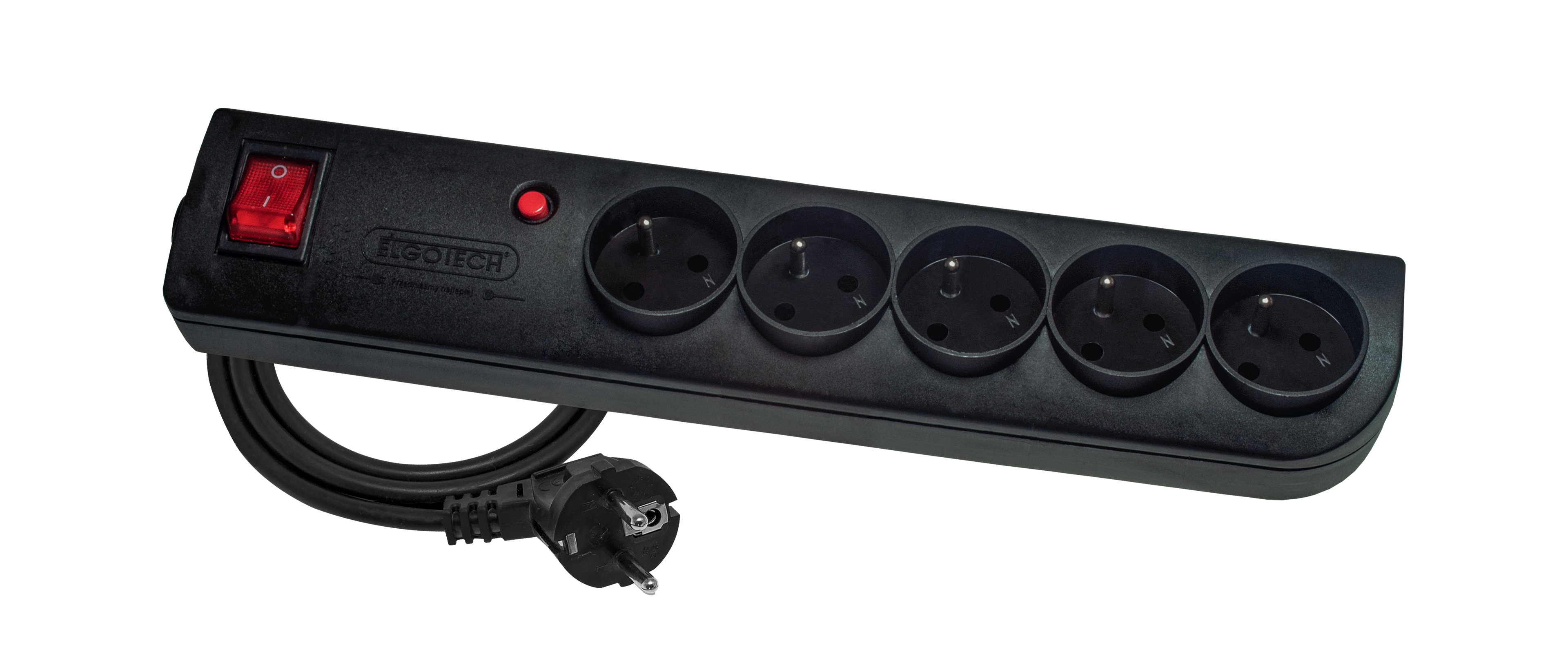 Surge extension cord PSF4 6s/5m/with grounding+switch/1mm black Elgotech
