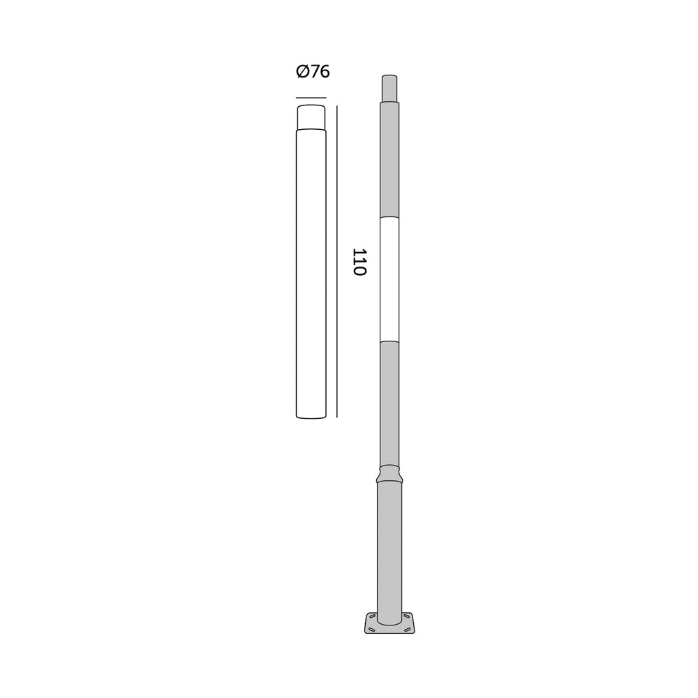 Middle pole BASE SV 1m Fi 76mm grey Kobi