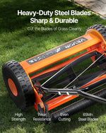 VEVOR Push Reel Lawn Mower 40 cm, 5 Blades Manual Push Mower No Motor, 15-45 mm Adjustable Cutting Height, Walk-Behind Lawn Mowers with Grass Catcher Bag for Green Lawns, Driveways, Courtyards