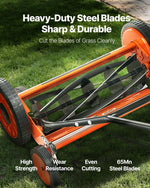 VEVOR Push Reel Lawn Mower 45 cm, 5 Blades Manual Push Mower No Motor, 35- 62mm Adjustable Cutting Height, Walk-Behind Lawn Mowers with Grass Catcher Bag for Green Lawns, Driveways, Courtyards