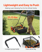 VEVOR Push Reel Lawn Mower 45 cm, 5 Blades Manual Push Mower No Motor, 35- 62mm Adjustable Cutting Height, Walk-Behind Lawn Mowers with Grass Catcher Bag for Green Lawns, Driveways, Courtyards