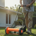 VEVOR Push Reel Lawn Mower 35 cm, 5 Blades Manual Push Mower No Motor, 15-45 mm Adjustable Cutting Height, Walk-Behind Lawn Mowers with Grass Catcher Bag for Green Lawns, Driveways, Courtyards