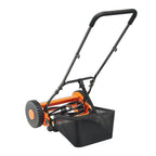 VEVOR Push Reel Lawn Mower 35 cm, 5 Blades Manual Push Mower No Motor, 15-45 mm Adjustable Cutting Height, Walk-Behind Lawn Mowers with Grass Catcher Bag for Green Lawns, Driveways, Courtyards