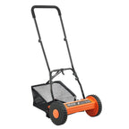 VEVOR Push Reel Lawn Mower 35 cm, 5 Blades Manual Push Mower No Motor, 15-45 mm Adjustable Cutting Height, Walk-Behind Lawn Mowers with Grass Catcher Bag for Green Lawns, Driveways, Courtyards
