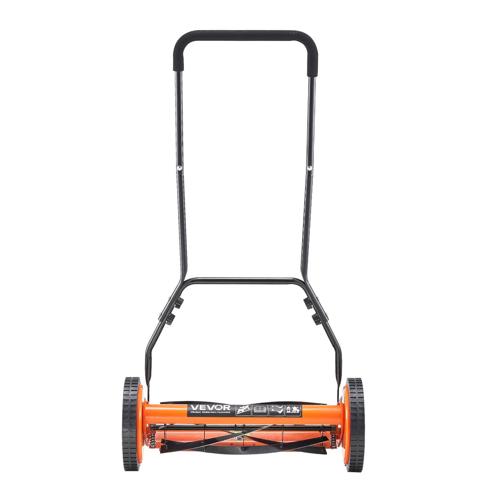 VEVOR Push Reel Lawn Mower 45 cm, 5 Blades Manual Push Mower No Motor, 35- 62mm Adjustable Cutting Height, Walk-Behind Lawn Mowers with Grass Catcher Bag for Green Lawns, Driveways, Courtyards
