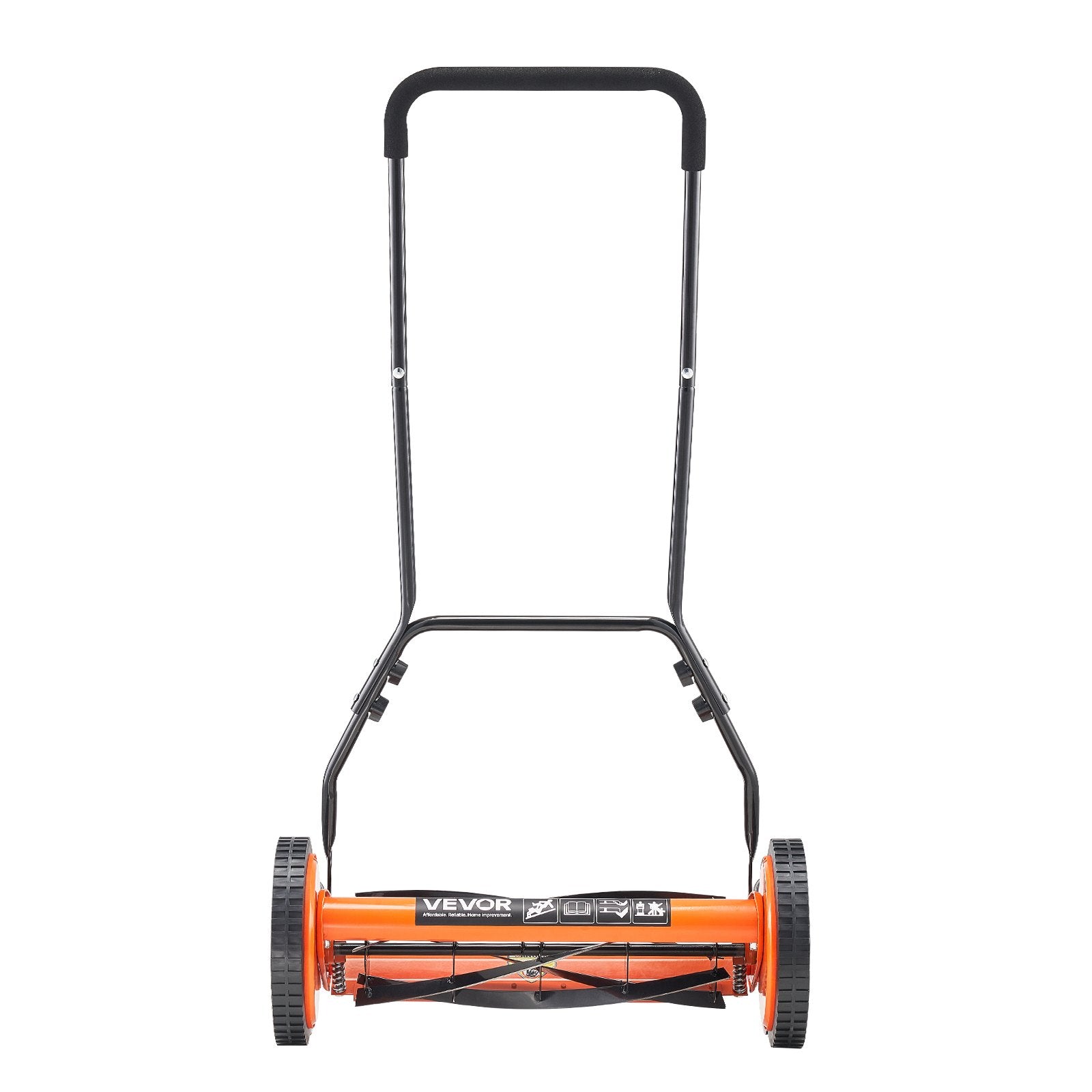 VEVOR Push Reel Lawn Mower 45 cm, 5 Blades Manual Push Mower No Motor, 35- 62mm Adjustable Cutting Height, Walk-Behind Lawn Mowers with Grass Catcher Bag for Green Lawns, Driveways, Courtyards