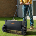 VEVOR Walk-Behind Push Spreader, 50LBS Capacity, Drop Spreader with Hopper Grate, 18 in Spreading Width & 30 Settings, 10 in All Terrain Tires, Garden & Lawn Spreaders for Seed, Fertilizer