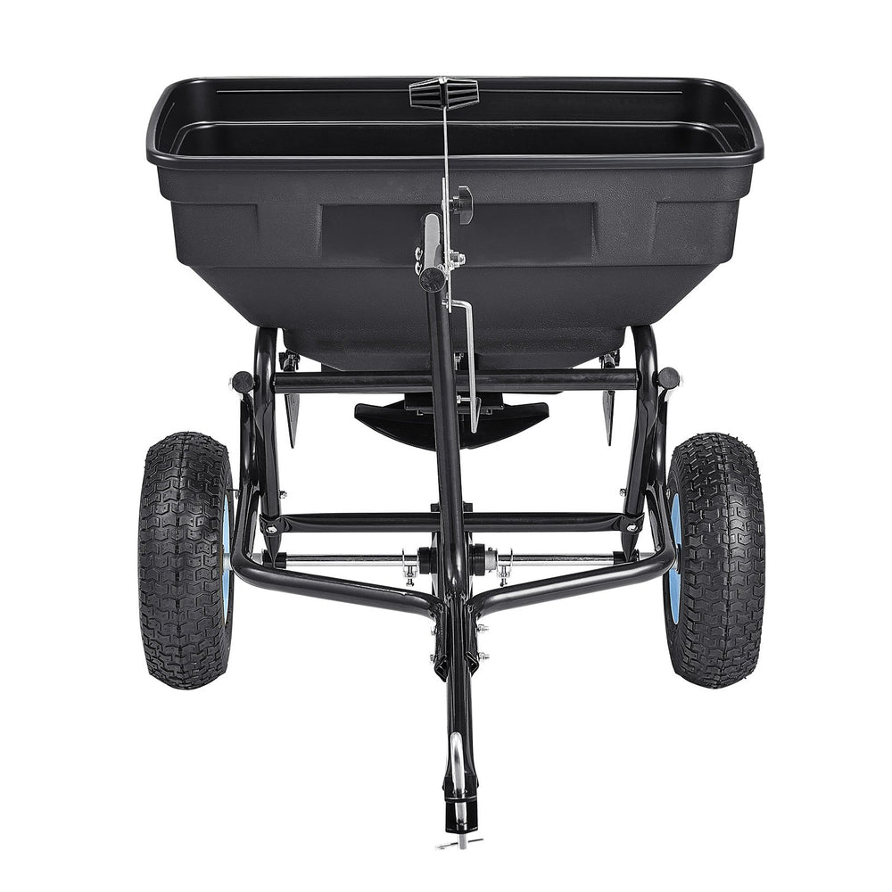 VEVOR Tow Behind Broadcast Spreader, 130LBS Capacity, Tow/Push Garden Spreader with 13 in Tires, 30 Adjustable Setting & 9.8 ft Spreading Width, Lawn Spreaders for Seed, Fertilizer, Salt, Ice Melt