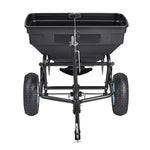 VEVOR Tow Behind Broadcast Spreader, 130LBS Capacity, Tow/Push Garden Spreader with 13 in Tires, 30 Adjustable Setting & 9.8 ft Spreading Width, Lawn Spreaders for Seed, Fertilizer, Salt, Ice Melt