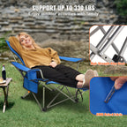 VEVOR Reclining Camping Chair, 330 lbs Folding Camping Chair, 4 Position Load Portable Camping Chair with Footrest, Cup Holder, Side Pocket and Headrest, for Camping, Fishing and Outdoor Activities