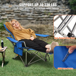 VEVOR Reclining Camping Chair, 330 lbs Folding Camping Chair, 4 Position Load Portable Camping Chair with Footrest, Cup Holder, Side Pocket and Headrest, for Camping, Fishing and Outdoor Activities