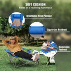 VEVOR Reclining Camping Chair, 330 lbs Folding Camping Chair, 4 Position Load Portable Camping Chair with Footrest, Cup Holder, Side Pocket and Headrest, for Camping, Fishing and Outdoor Activities