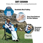 VEVOR Reclining Camping Chair, 300 lbs Load Camping Hammock Chair, Rocking Lounge Folding Chair with Cup Holder Storage Bag Headrest & Adjustable Backrest, for Camping and Other Outdoor Activities