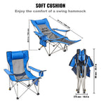 VEVOR Reclining Camping Chair, 330 lbs Folding Camping Chair, 4 Position Load Portable Camping Chair with Footrest, Cup Holder, Side Pocket and Headrest, for Camping, Fishing and Outdoor Activities