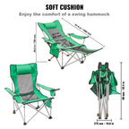 VEVOR Reclining Camping Chair, 330 lbs Portable Camping Chair, 4 Position Load Folding Camping Chair with Footrest, Cup Holder, Side Pocket and Headrest, for Camping, Fishing and Outdoor Activities