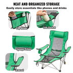 VEVOR Reclining Camping Chair, 330 lbs Portable Camping Chair, 4 Position Load Folding Camping Chair with Footrest, Cup Holder, Side Pocket and Headrest, for Camping, Fishing and Outdoor Activities