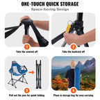 VEVOR Reclining Camping Chair, 300 lbs Load Camping Hammock Chair, Rocking Lounge Folding Chair with Cup Holder Storage Bag Headrest & Adjustable Backrest, for Camping and Other Outdoor Activities