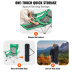 VEVOR Reclining Camping Chair, 330 lbs Portable Camping Chair, 4 Position Load Folding Camping Chair with Footrest, Cup Holder, Side Pocket and Headrest, for Camping, Fishing and Outdoor Activities