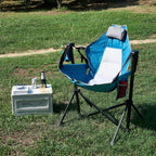 VEVOR Reclining Camping Chair, 300 lbs Load Camping Hammock Chair, Rocking Lounge Folding Chair with Cup Holder Storage Bag Headrest & Adjustable Backrest, for Camping and Other Outdoor Activities