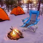 VEVOR Reclining Camping Chair, 330 lbs Folding Camping Chair, 4 Position Load Portable Camping Chair with Footrest, Cup Holder, Side Pocket and Headrest, for Camping, Fishing and Outdoor Activities