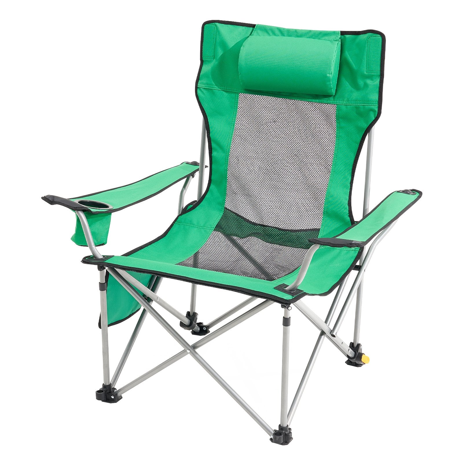VEVOR Reclining Camping Chair, 330 lbs Portable Camping Chair, 4 Position Load Folding Camping Chair with Footrest, Cup Holder, Side Pocket and Headrest, for Camping, Fishing and Outdoor Activities