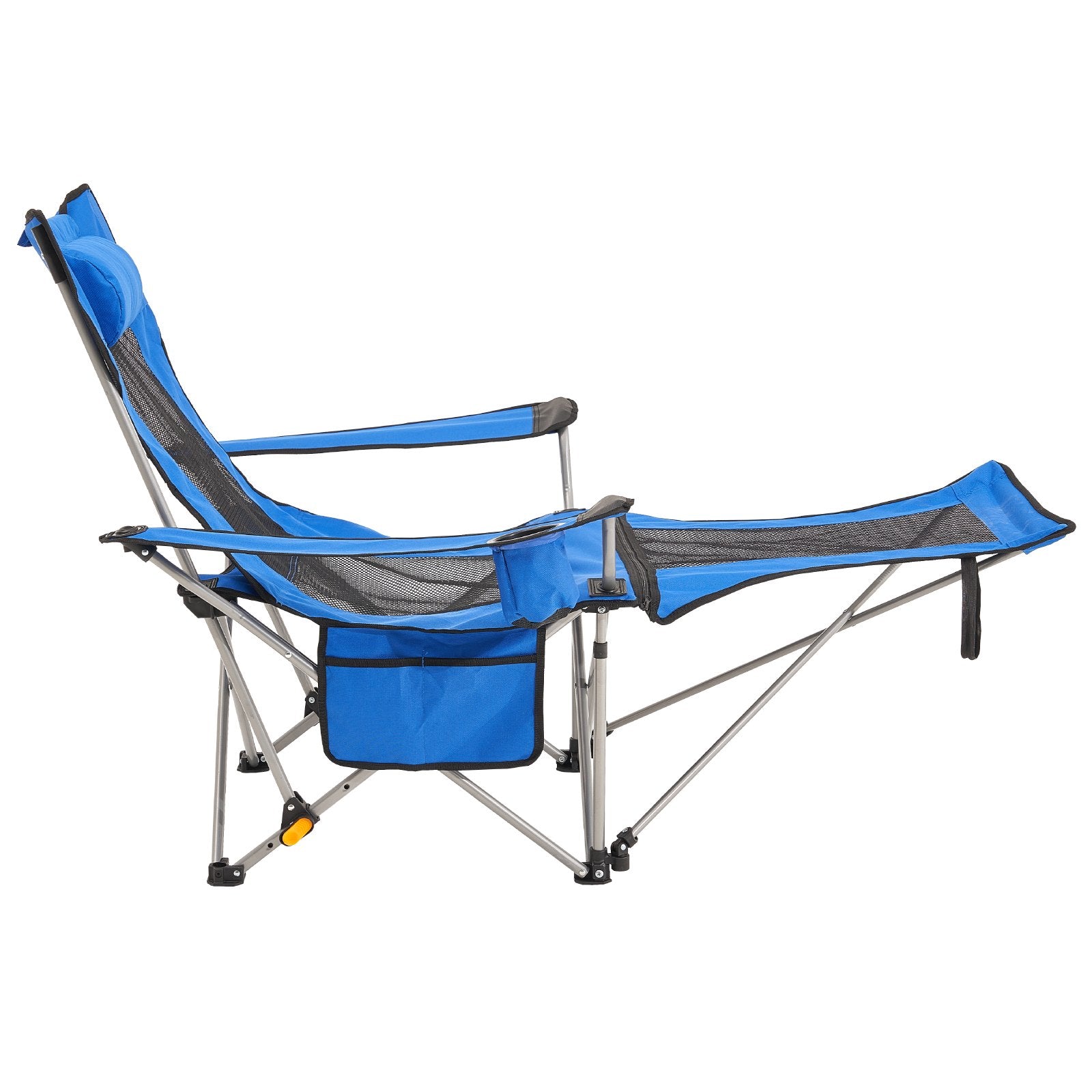 VEVOR Reclining Camping Chair, 330 lbs Folding Camping Chair, 4 Position Load Portable Camping Chair with Footrest, Cup Holder, Side Pocket and Headrest, for Camping, Fishing and Outdoor Activities