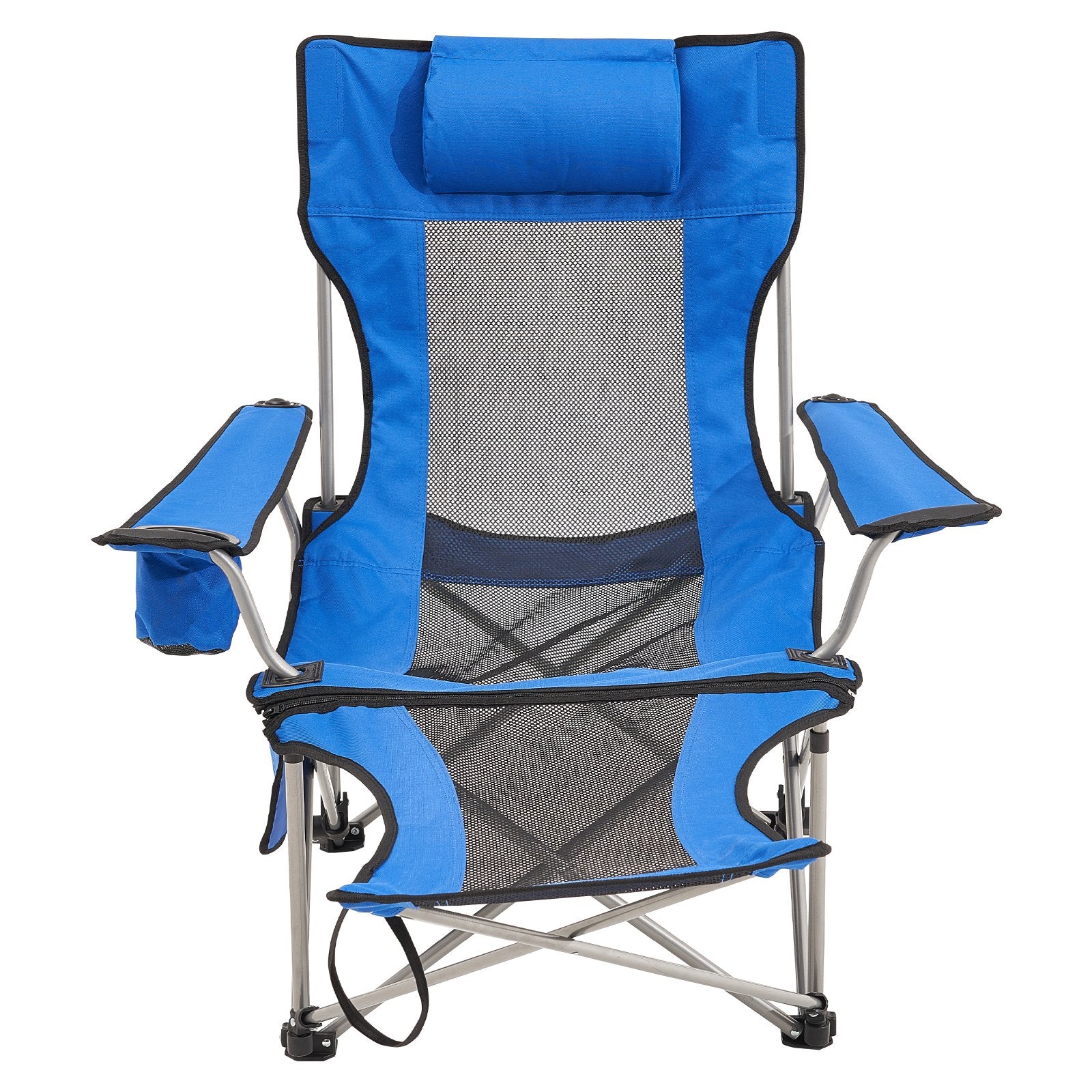 VEVOR Reclining Camping Chair, 330 lbs Folding Camping Chair, 4 Position Load Portable Camping Chair with Footrest, Cup Holder, Side Pocket and Headrest, for Camping, Fishing and Outdoor Activities