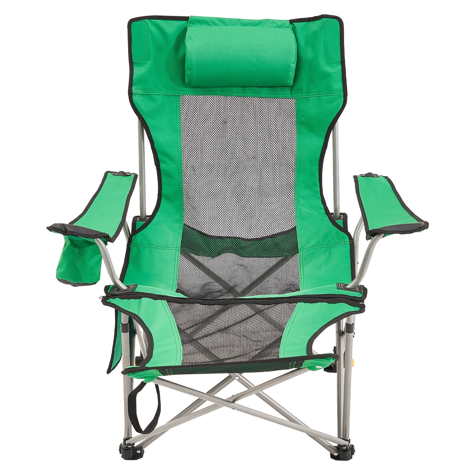VEVOR Reclining Camping Chair, 330 lbs Portable Camping Chair, 4 Position Load Folding Camping Chair with Footrest, Cup Holder, Side Pocket and Headrest, for Camping, Fishing and Outdoor Activities