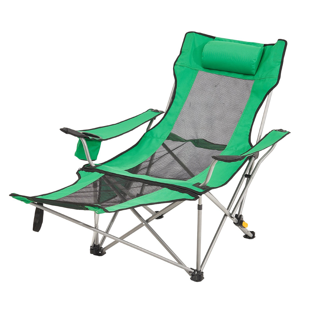 VEVOR Reclining Camping Chair, 330 lbs Portable Camping Chair, 4 Position Load Folding Camping Chair with Footrest, Cup Holder, Side Pocket and Headrest, for Camping, Fishing and Outdoor Activities