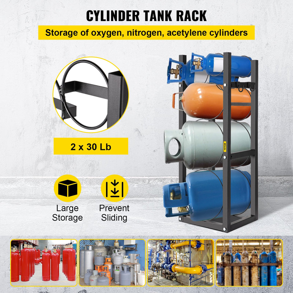 VEVOR Refrigerant Tank Rack with 2x30lb and Other 3 Saving Space Cylinder Tank Rack 35x13x14-inch Refrigerant Cylinder Rack Gas Cylinder Racks and Holders for Gas Oxygen Nitrogen Storage