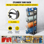VEVOR Refrigerant Tank Rack with 3x30lb and Other 3 Saving Space, Cylinder Tank Rack 46x13x4-inch, Refrigerant Cylinder Rack Gas Cylinder Racks and Holders, for Gas Oxygen Nitrogen Storage