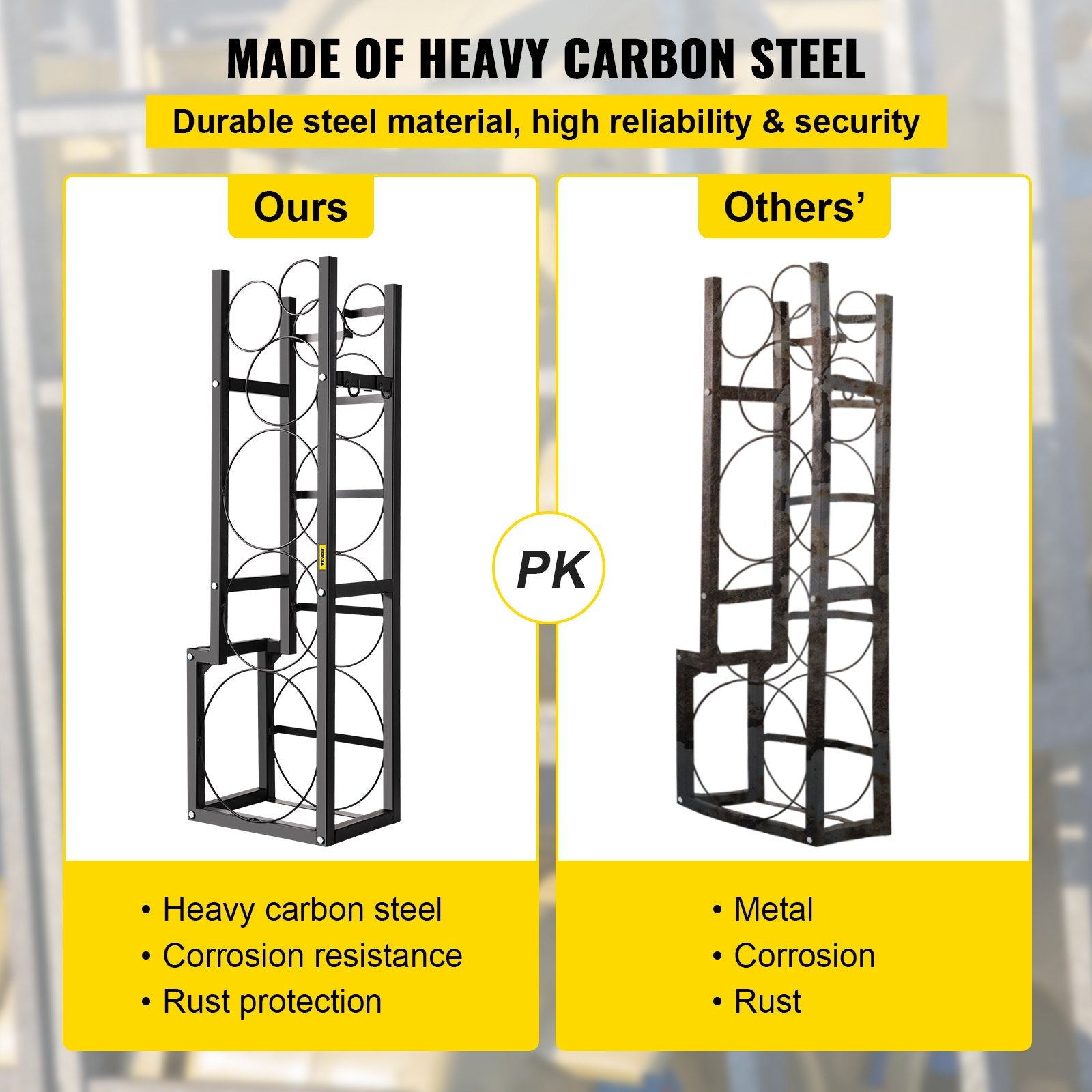 VEVOR Refrigerant Tank Rack with 1x50lb, 2x30lb and 3 Small Bottles Cylinder Tank Rack, 48.5x15x11 inch Refrigerant Cylinder Rack Gas Cylinder Racks and Holders for Gas Oxygen Nitrogen Storage