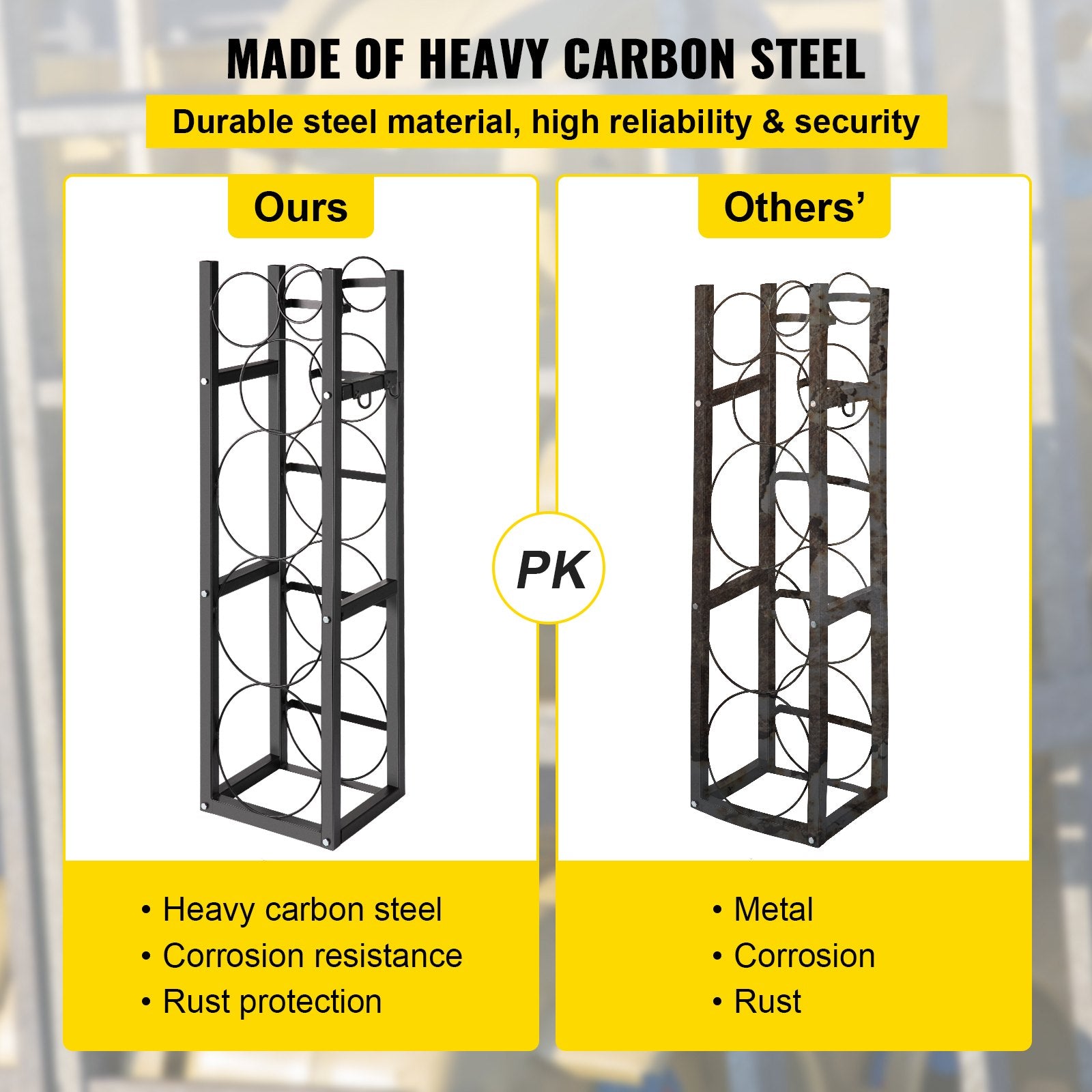 VEVOR Refrigerant Tank Rack with 3x30lb and Other 3 Saving Space, Cylinder Tank Rack 46x13x4-inch, Refrigerant Cylinder Rack Gas Cylinder Racks and Holders, for Gas Oxygen Nitrogen Storage