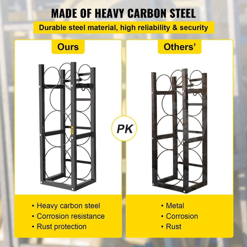 VEVOR Refrigerant Tank Rack with 2x30lb and Other 3 Saving Space Cylinder Tank Rack 35x13x14-inch Refrigerant Cylinder Rack Gas Cylinder Racks and Holders for Gas Oxygen Nitrogen Storage