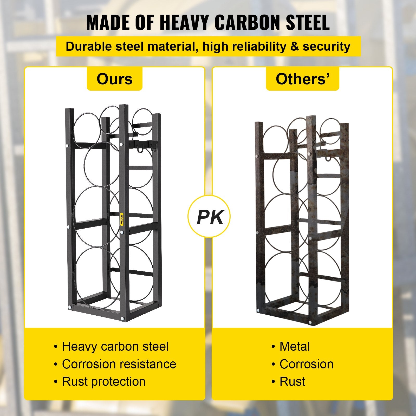 VEVOR Refrigerant Tank Rack with 2x30lb and Other 3 Saving Space Cylinder Tank Rack 35x13x14-inch Refrigerant Cylinder Rack Gas Cylinder Racks and Holders for Gas Oxygen Nitrogen Storage