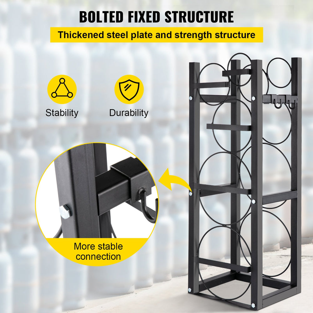 VEVOR Refrigerant Tank Rack with 2x30lb and Other 3 Saving Space Cylinder Tank Rack 35x13x14-inch Refrigerant Cylinder Rack Gas Cylinder Racks and Holders for Gas Oxygen Nitrogen Storage