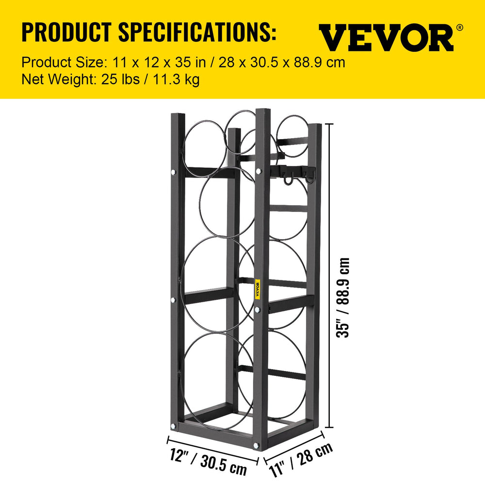 VEVOR Refrigerant Tank Rack with 2x30lb and Other 3 Saving Space Cylinder Tank Rack 35x13x14-inch Refrigerant Cylinder Rack Gas Cylinder Racks and Holders for Gas Oxygen Nitrogen Storage