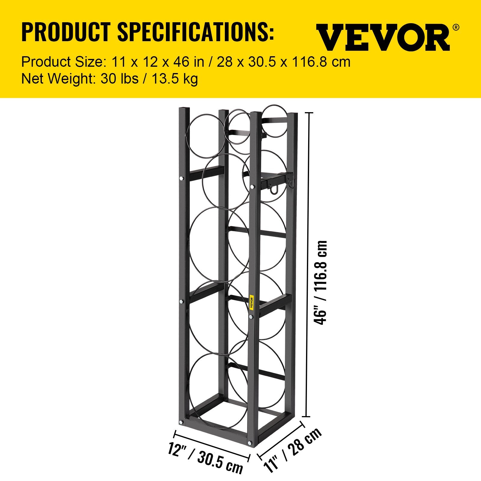 VEVOR Refrigerant Tank Rack with 3x30lb and Other 3 Saving Space, Cylinder Tank Rack 46x13x4-inch, Refrigerant Cylinder Rack Gas Cylinder Racks and Holders, for Gas Oxygen Nitrogen Storage
