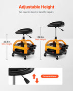 VEVOR Rolling Shop Stool, Heavy-Duty Pneumatic Garage Seat with 300 lbs Capacity, Adjustable Height Roller Creeper Seat, 360° Swivel Padded Workshop Stool with Casters, for Garage, Shop & Auto Repair