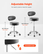 VEVOR Shop Stool with Backrest, Pneumatic Garage Seat/Work Stool with Wheels, 300 lbs Load, Adjustable Roller Creeper Seat, 360° Swivel Padded Workshop Stool, for Garage, Shop & Auto Repair, Black