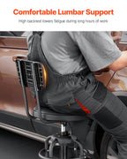 VEVOR Shop Stool with Backrest, Pneumatic Garage Seat/Work Stool with 300 lbs Capacity, Adjustable Height Roller Creeper Seat, 360° Swivel Padded Workshop Stool, for Garage, Shop & Auto Repair, Black