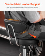 VEVOR Shop Stool with Backrest, Pneumatic Garage Seat/Work Stool with Wheels, 300 lbs Load, Adjustable Roller Creeper Seat, 360° Swivel Padded Workshop Stool, for Garage, Shop & Auto Repair, Black