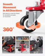 VEVOR Rolling Mechanic Stool with Wheels, 300 lbs Capacity Garage Seat/Work Stool, Padded Roller Creeper Seat with Fixed Height, Tool Tray and 2 Drawers, for Garage, Shop & Auto Repair, Red+Black