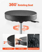 VEVOR Rolling Mechanic Stool with Wheels, 300 lbs Capacity Garage Seat/Work Stool, Adjustable Height (16.5-21.7 in) Roller Creeper Seat with Tool Tray, for Garage, Shop & Auto Repair, Black+Red