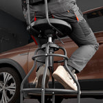 VEVOR Shop Stool with Backrest, Pneumatic Garage Seat/Work Stool with 300 lbs Capacity, Adjustable Height Roller Creeper Seat, 360° Swivel Padded Workshop Stool, for Garage, Shop & Auto Repair, Black