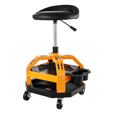 VEVOR Rolling Shop Stool, Heavy-Duty Pneumatic Garage Seat with 300 lbs Capacity, Adjustable Height Roller Creeper Seat, 360° Swivel Padded Workshop Stool with Casters, for Garage, Shop & Auto Repair