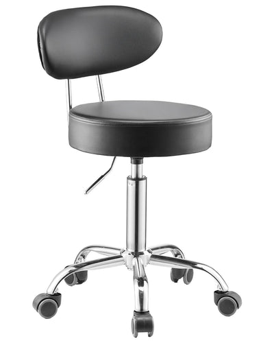 VEVOR Shop Stool with Backrest, Pneumatic Garage Seat/Work Stool with Wheels, 300 lbs Load, Adjustable Roller Creeper Seat, 360° Swivel Padded Workshop Stool, for Garage, Shop & Auto Repair, Black