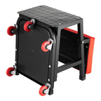 VEVOR Mechanic Stool, 300 lbs Capacity Garage Seat/Work Stool with Wheels, 360° Swivel Rolling Workshop Stool with Tool Tray, Mechanics Creeper Seat/Step Stool, for Garage, Shop & Auto Repair, Black